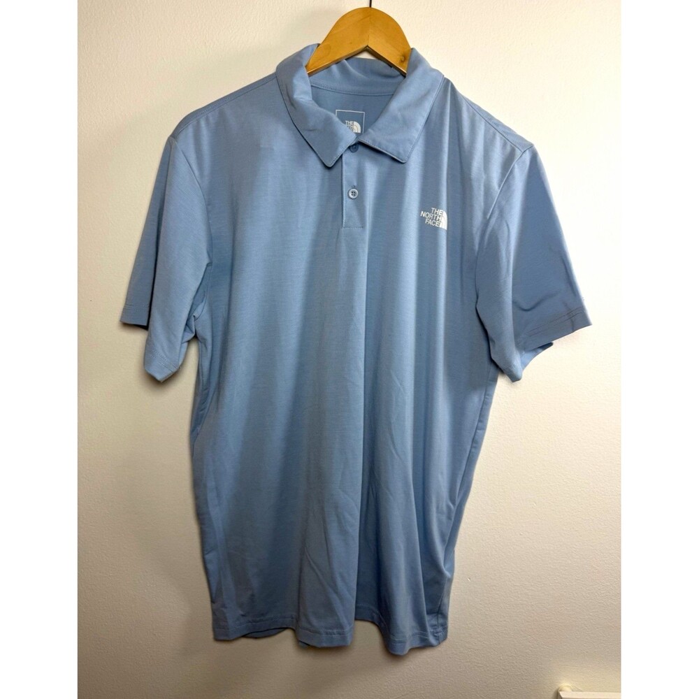The North Face Men’s M Blue Solid Polo Shirt Short Sleeve Collared Logo
